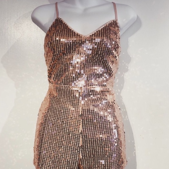 Rose Gold Romper with Sequins - Picture 2 of 4